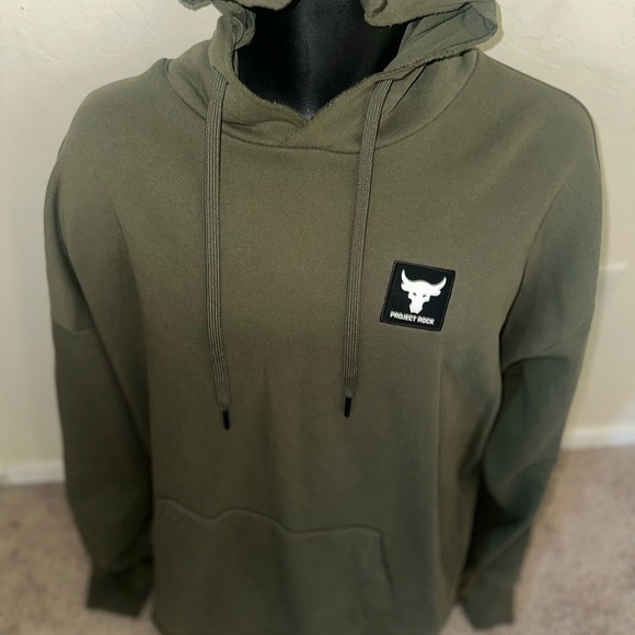 Men’s used pre owned Project Rock Under armour hoodie Olive logo size XL - Picture 3 of 7